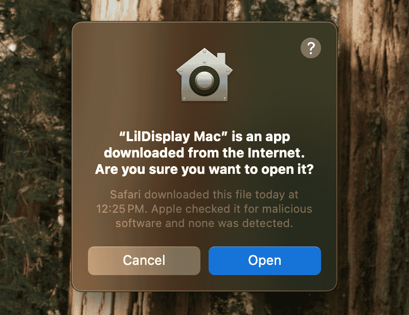 Click Open to launch the app