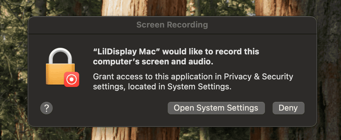 Screen Recording permission